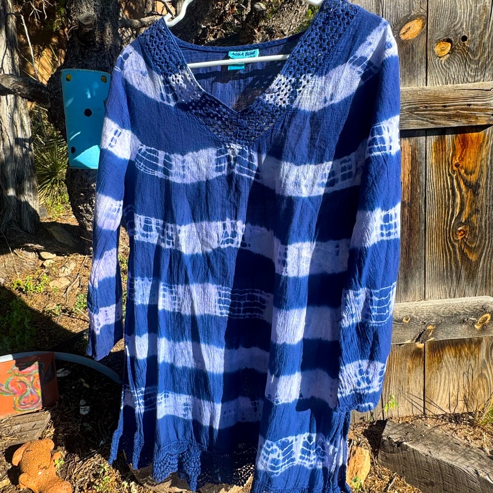 Lightweight Indian Cotton shirt in Batik Blues